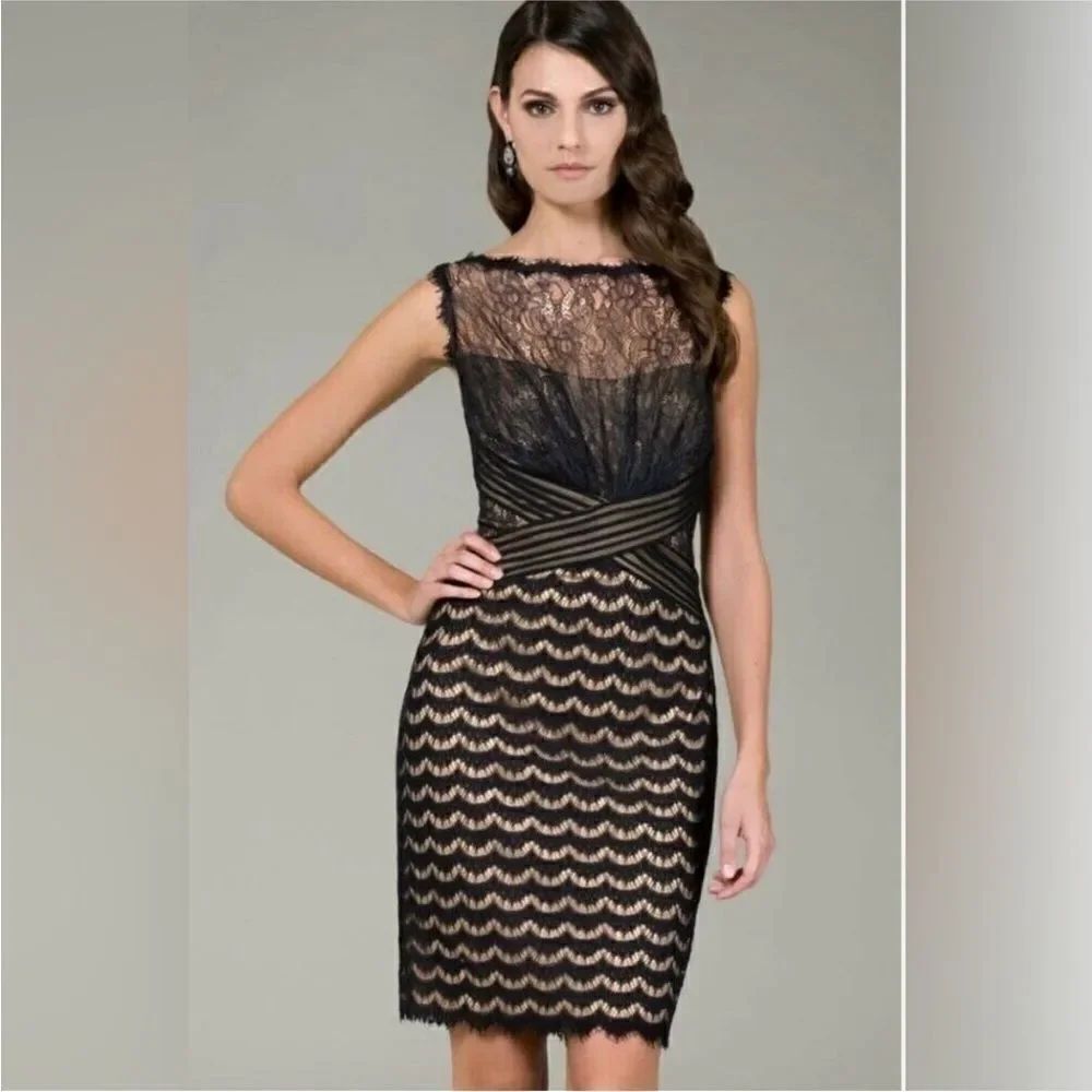 Tadashi Shoji Black  Lace Midi Dress, US2